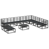 Garden Sofa Set with Cushion 11 pcs Black Aluminium 3378879