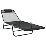 Folding Sun Lounger Folding Black 182 x 55 x 85.5 cm Textilene 42003153