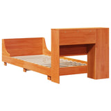 ZNTS Bed Frame without Mattress Wax Brown 90x200 cm Solid Wood Pine 3323670