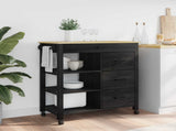 Kitchen Trolley MONZA Black 84 x 40 x 88.5 cm Solid Pine Wood 42027042