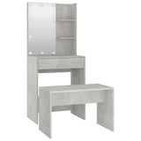 Dressing Table Set with LED Concrete Grey Engineered Wood 3114134