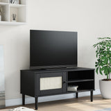 TV Cabinet SENJA Rattan Look Black 106x40x49cm Solid Wood Pine 358042
