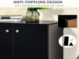 Storage Cabinet w/ Two Shelves Wooden Sideboard Freestanding Kitchen Cupboard Bookcase - Black T3398P340986