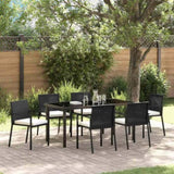 Garden Dining Set 7 pcs Black Powder-Coated Steel 3379251