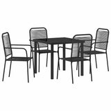 Garden Dining Set 5 pcs Black Powder-Coated Steel 3379157