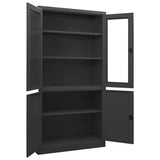 Office Cabinet Anthracite Steel, tempered glass Large 335949