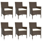 7 Piece Garden Dining Set with Cushions Brown Poly Rattan 3187445