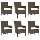 7 Piece Garden Dining Set with Cushions Brown Poly Rattan 3187445