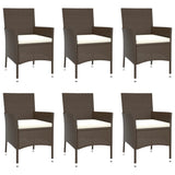 7 Piece Garden Dining Set with Cushions Brown Poly Rattan 3187446