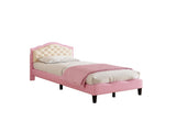 3ft Single Upholstered Bed with Adjustable Chic Button-Tufted Headboard, PU Faux Leather Bed N652P196277P