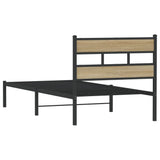 Metal Bed Frame without Mattress Sonoma Oak 75x190 cm Small Single 4017092
