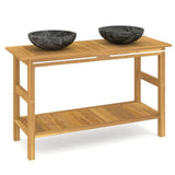 Bathroom Vanity Cabinet with Black Marble Sinks Solid Wood Teak 3096579