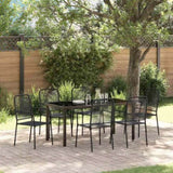 Garden Dining Set 7 pcs Black Powder-Coated Steel 3379160