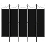 ZNTS 5-Panel Room Divider Black 200x180 cm 320710