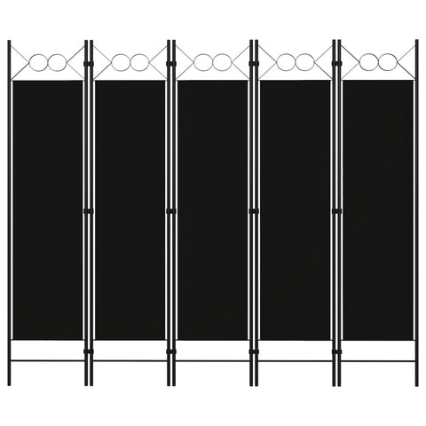 ZNTS 5-Panel Room Divider Black 200x180 cm 320710