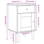 ZNTS Bedside Cabinet SENJA Rattan Look White 40x35x65 cm Solid Wood Pine 358014