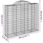 Arched Gabion Baskets 11 pcs 200x50x160/180 cm Galvanised Iron 3146392