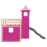 Bunk Bed without Mattress with Slide and Curtains Pink 90x200 cm 3284190