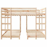 Triple Bunk Bed Frame Natural 80 / 200 x 200 cm Solid Pine Wood 3414558