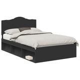 Bed Frame with Headboard Black 120 x 190 cm Solid Pine Wood 3413336