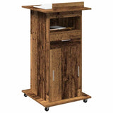 Podium with Drawer Old Wood 55 x 55 x 107 cm Engineered Wood 862297