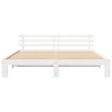Bed Frame with Headboard White 200 x 200 cm Solid Pine Wood 872597