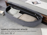 Velvet-Feel Half Circle Storage Ottoman - Dark Grey T3398P328272
