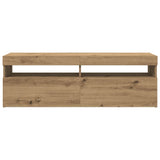 TV Cabinet with LED Lights Artisan Oak 120x35x40 cm Engineered Wood 856306