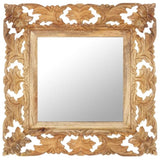 Hand Carved Mirror Brown 50x50 cm Solid Mango Wood 321638