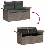 Garden Sofa with Cushion Grey 141 x 62 x 69cm Poly Rattan 42006704