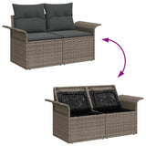 Garden Sofa with Cushion Grey 141 x 62 x 69cm Poly Rattan 42006704