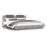 Bed Frame with LED without Mattress Concrete Grey 160x200 cm 3209999