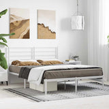 Metal Bed Frame without Mattress with Headboard White 140x200cm 352369