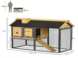 Outdoor Rabbit Hutch, with Run, Removable Tray, Asphalt Roof, 120 x 55.5 x 80cm T3398P554337