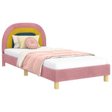 Children's Bed Frame with Headboard Pink 90 x 190 cm Velvet 42011011