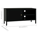 TV Cabinet Black Black powder-coated steel, tempered glass 336055
