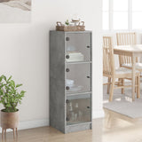 Highboard with Glass Doors Concrete Grey 35x37x109 cm 836388
