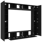 TV Cabinet 8 pcs Black 221 x 30 x 180 cm Engineered wood 3393454