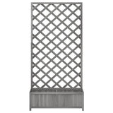 Planter with Trellis Grey 90x35x180 cm Solid Wood Fir 365480
