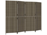 Room Divider 4 Panels Grey Poly Rattan 365346