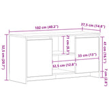TV Cabinet 102 x 37.5 x 52.5 cm Black Oak Engineered Wood 862707