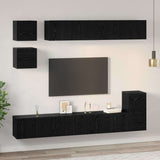 TV Cabinet Set Wall-mounted 8 pcs Black Oak Engineered Wood 3393166