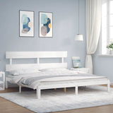 Bed Frame without Mattress White Super King Size Solid Wood Pine 3193547