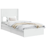 Bed Frame with Storage and Headboard White 75 x 190 cm 3414425