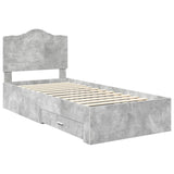 Bed Frame with Drawer Concrete Grey 90 x 200 cm Engineered Wood 3413651