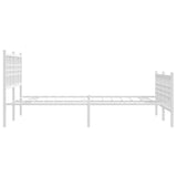 Metal Bed Frame without Mattress with Footboard White 120x200cm 376389