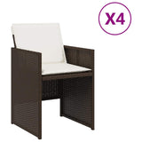 Garden Chairs with Cushions 4 pcs Brown Poly Rattan 364935