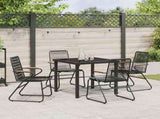 Garden Dining Set 5 pcs Black Powder-Coated Steel 3379171