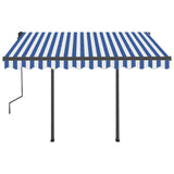 Manual Retractable Awning with LED 3.5x2.5 m Blue and White 3070121