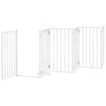Dog Gate with Door Foldable 9 Panels White 450 cm Poplar Wood 3155538